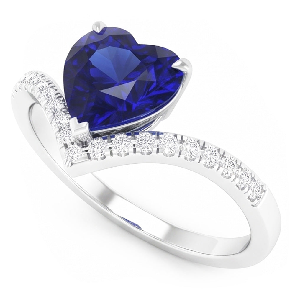 Gemstone Ring Enhancer Blue Sapphire Heart Cut 3 Carats Gold Jewelry