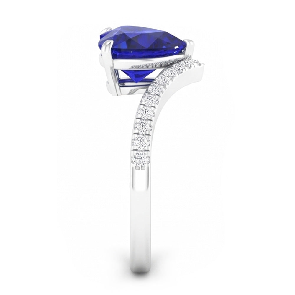 Gemstone Ring Enhancer Blue Sapphire Heart Cut 3 Carats Gold Jewelry