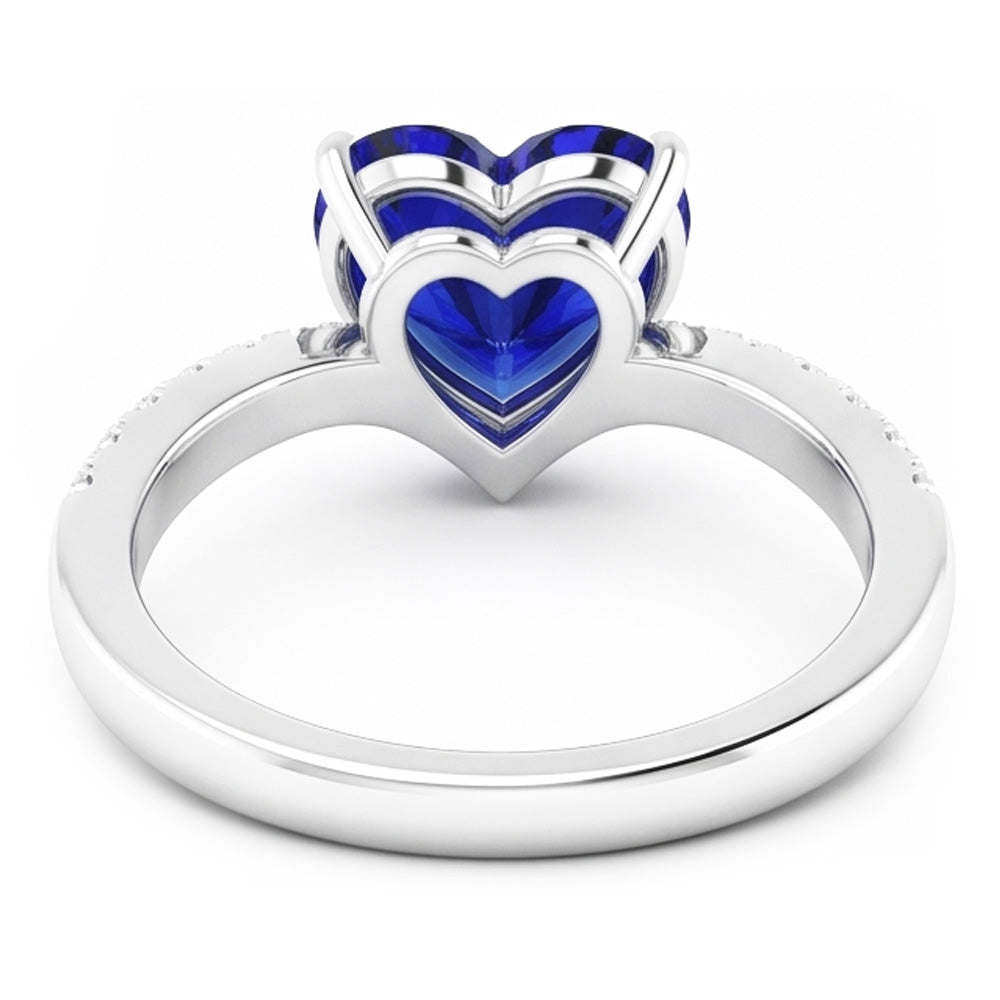 Gemstone Ring Enhancer Blue Sapphire Heart Cut 3 Carats Gold Jewelry