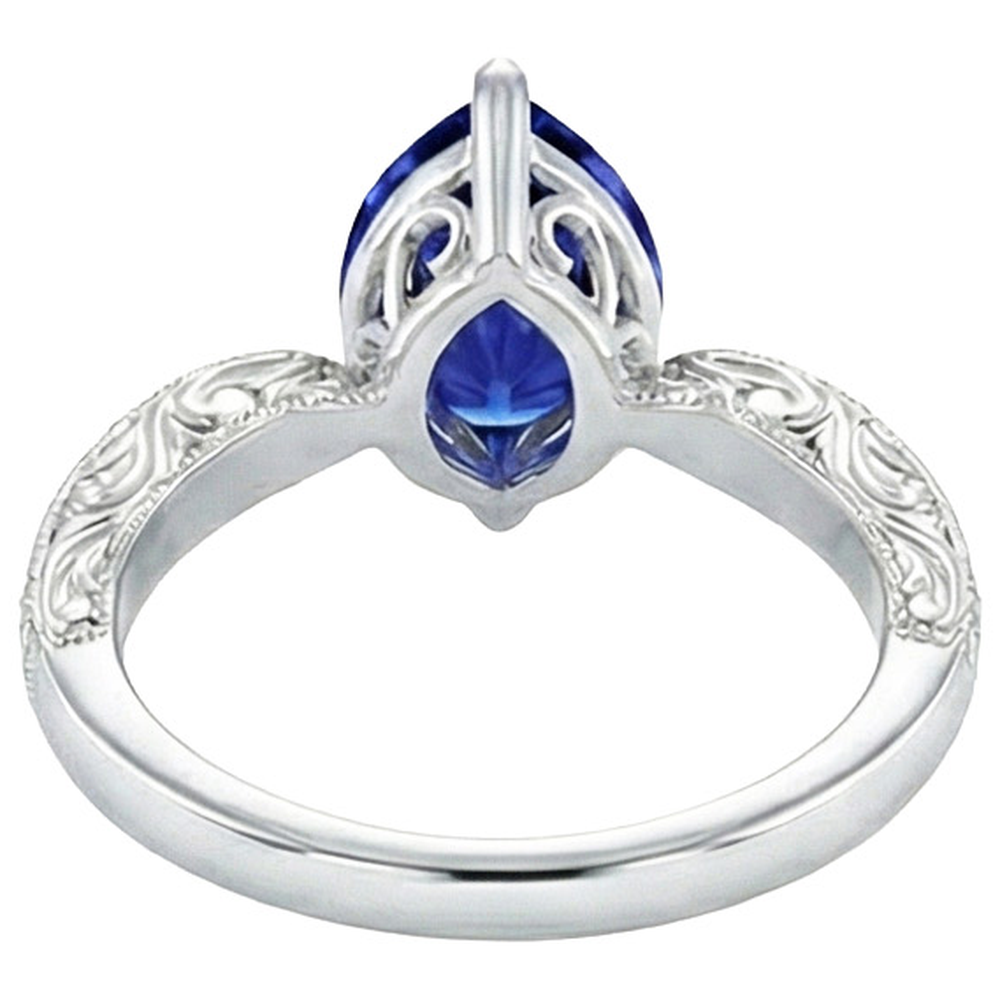natural round sapphire 2ct ring front view