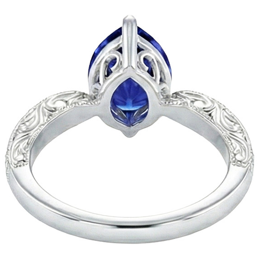 natural round sapphire 2ct ring front view
