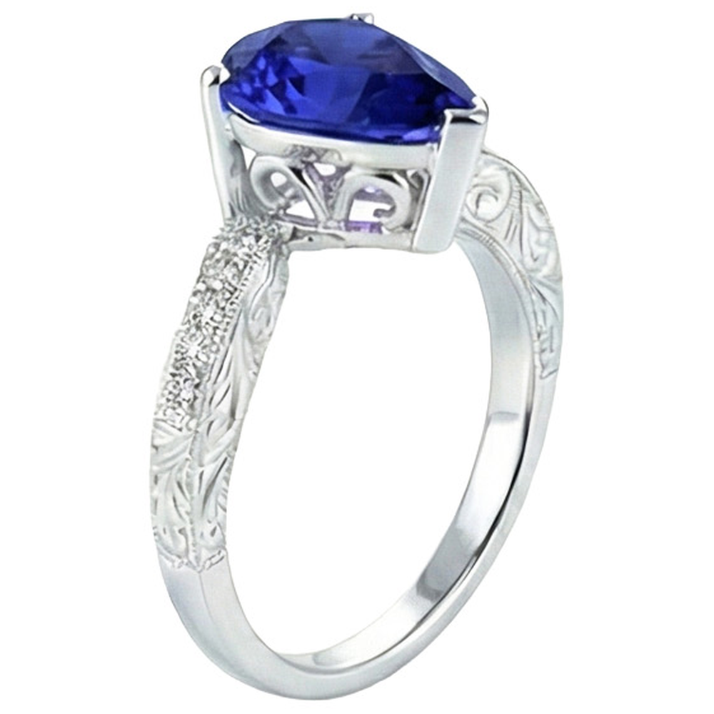 natural round sapphire 2ct ring top view