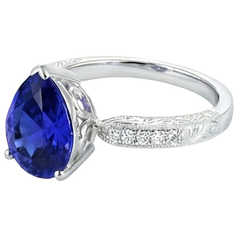 natural round sapphire 2ct ring profile view