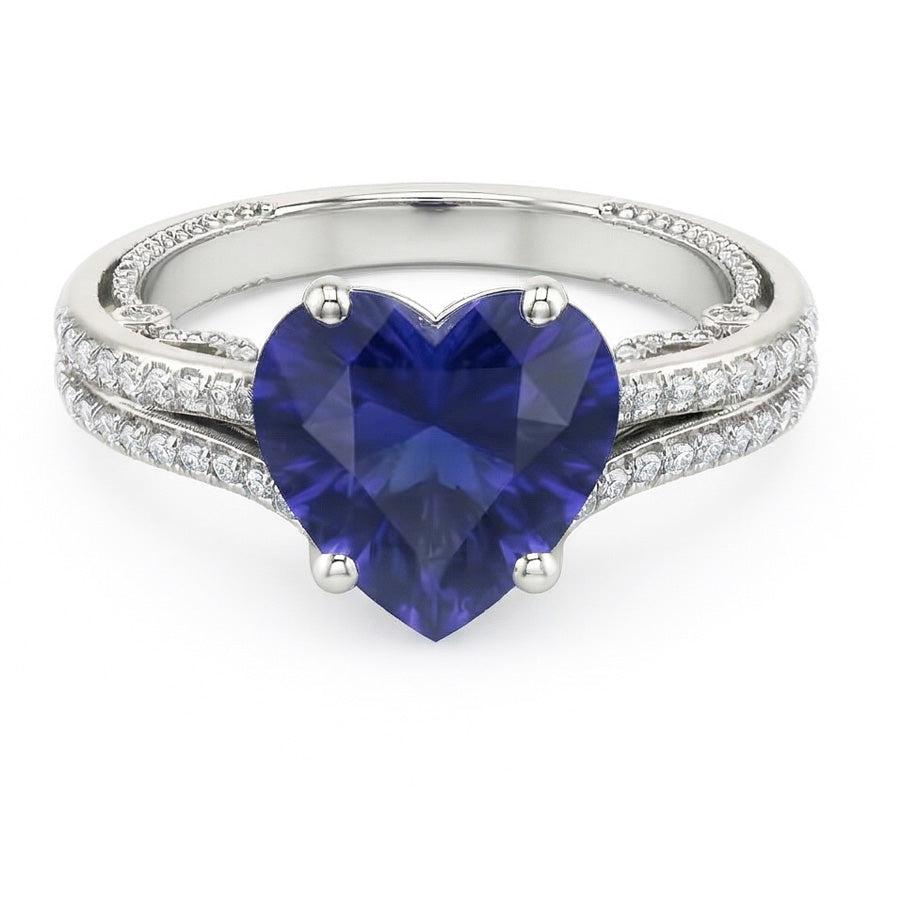 natural round sapphire 4.50ct ring side angle