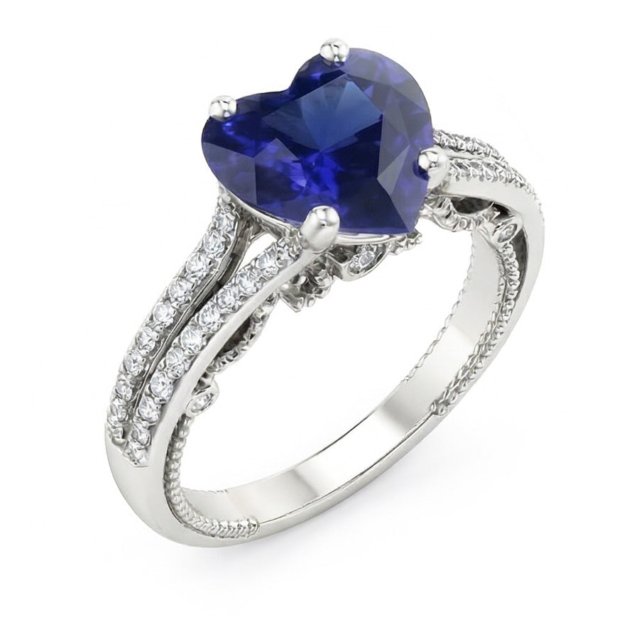 natural round sapphire 4.50ct ring top view