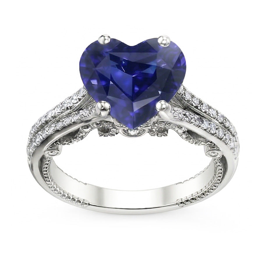 natural round sapphire 4.50ct ring profile view