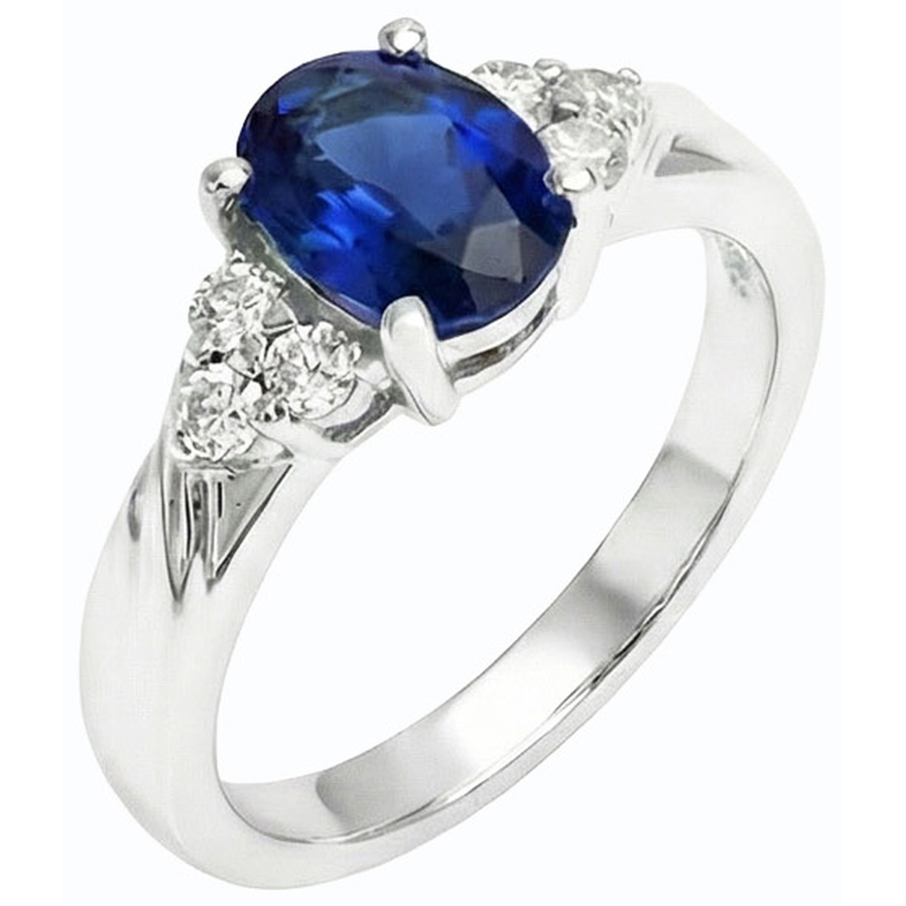natural round sapphire 3ct ring front view