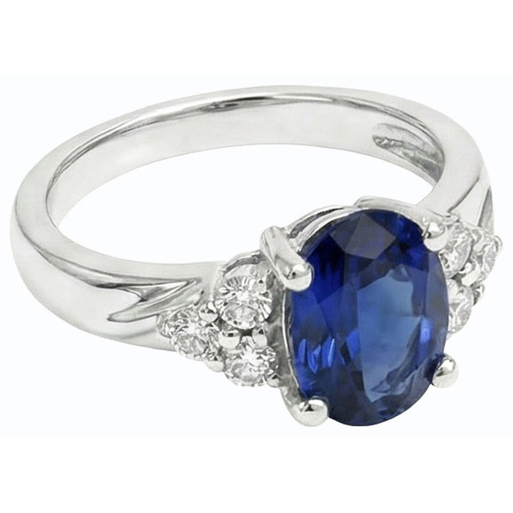 natural round sapphire 3ct ring close up detail