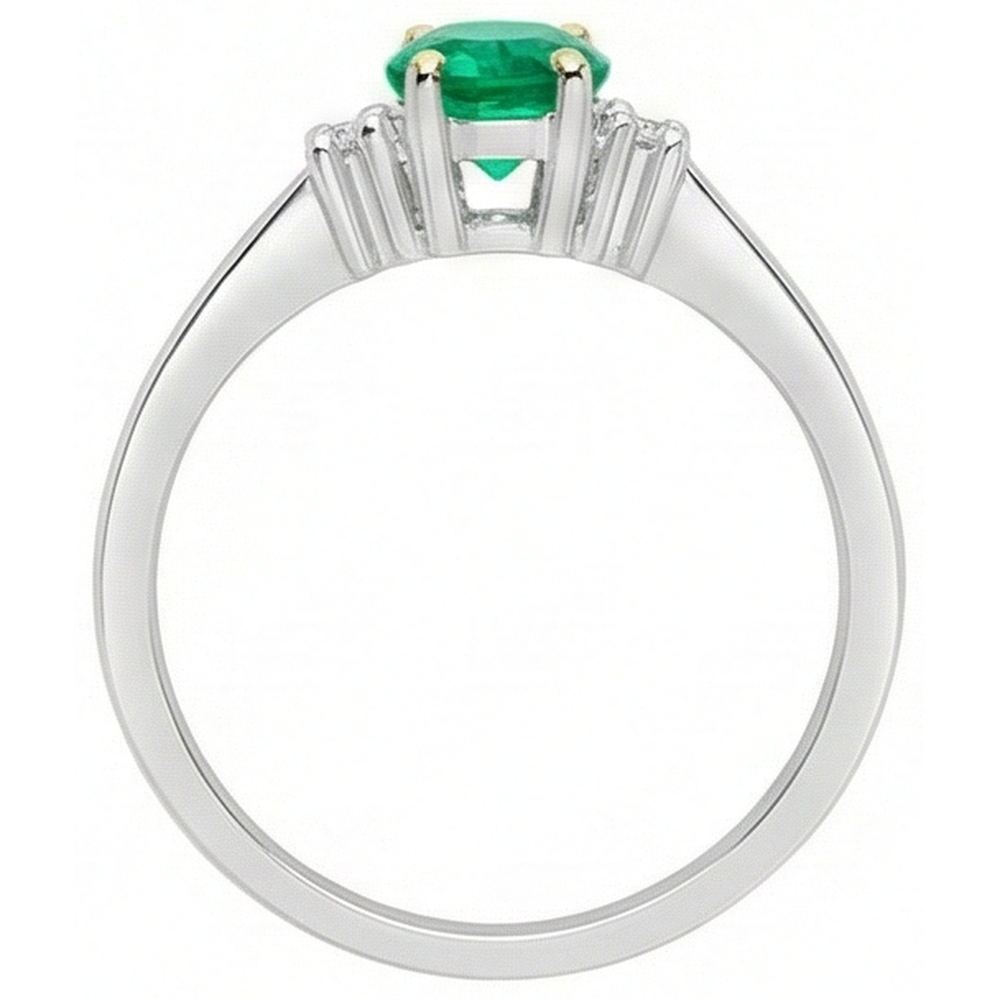 Earth-Mined Fine Emerald Precious Stone Ring – back view