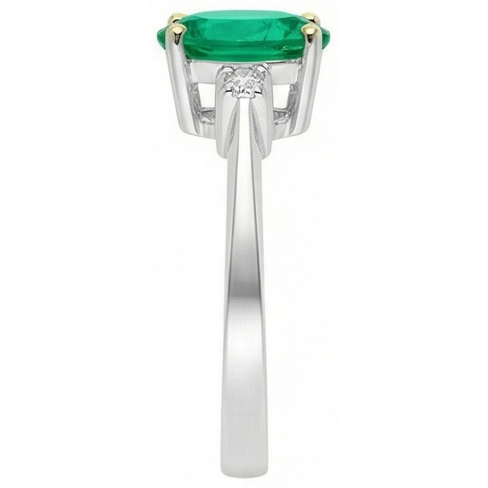 Precious Stone Ring 14 Karat Two Tone Gold with Fine Emerald – top view
