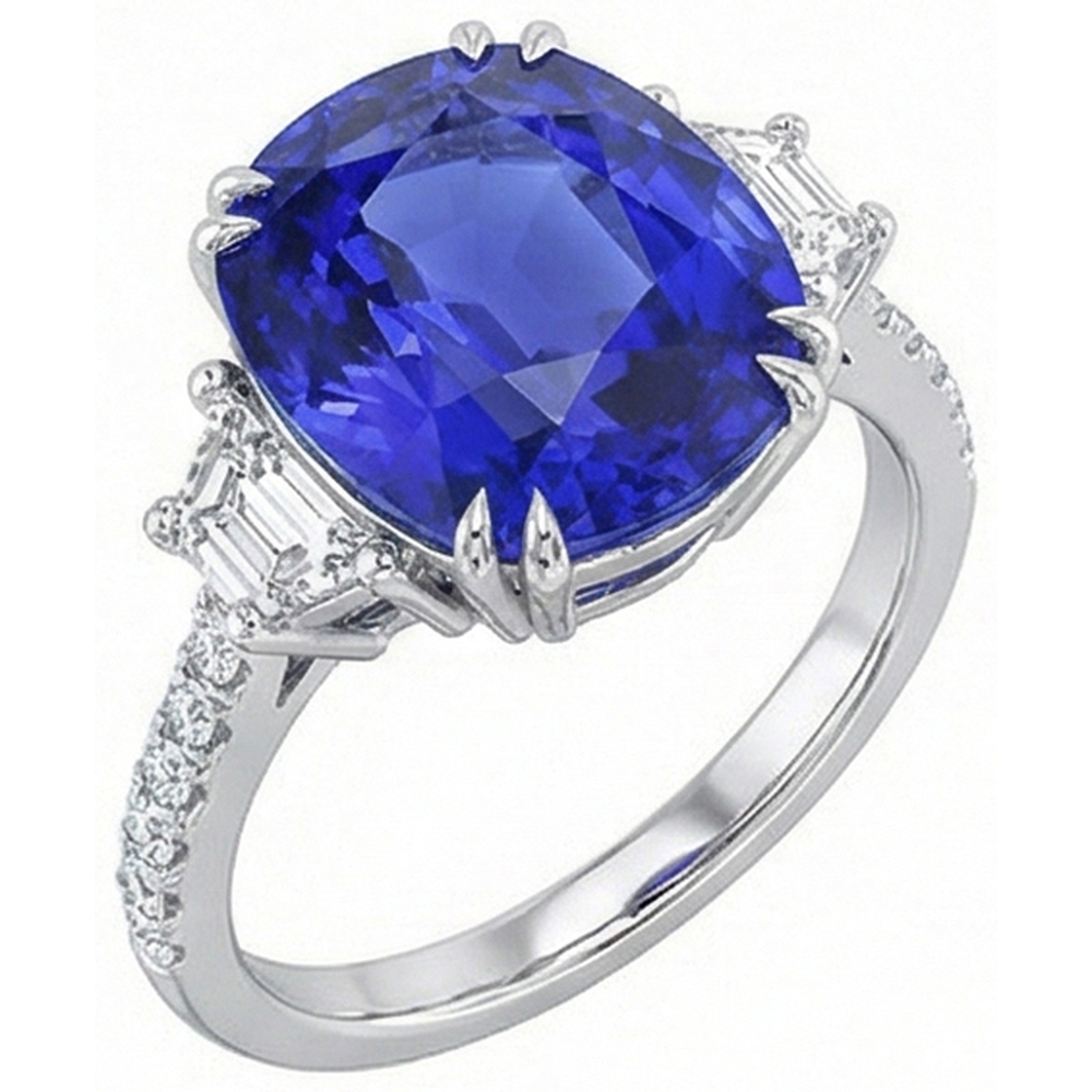 natural round sapphire 5.50ct ring side angle