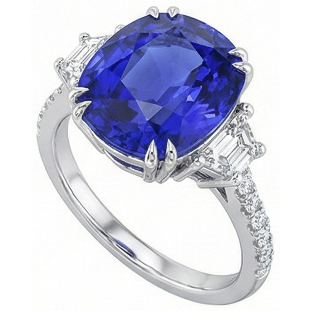 natural round sapphire 5.50ct ring top view