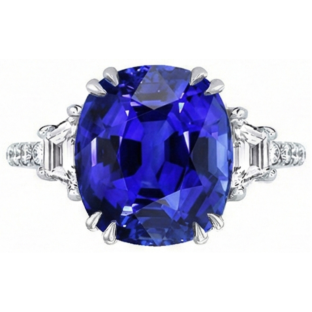 natural round sapphire 5.50ct ring close up detail