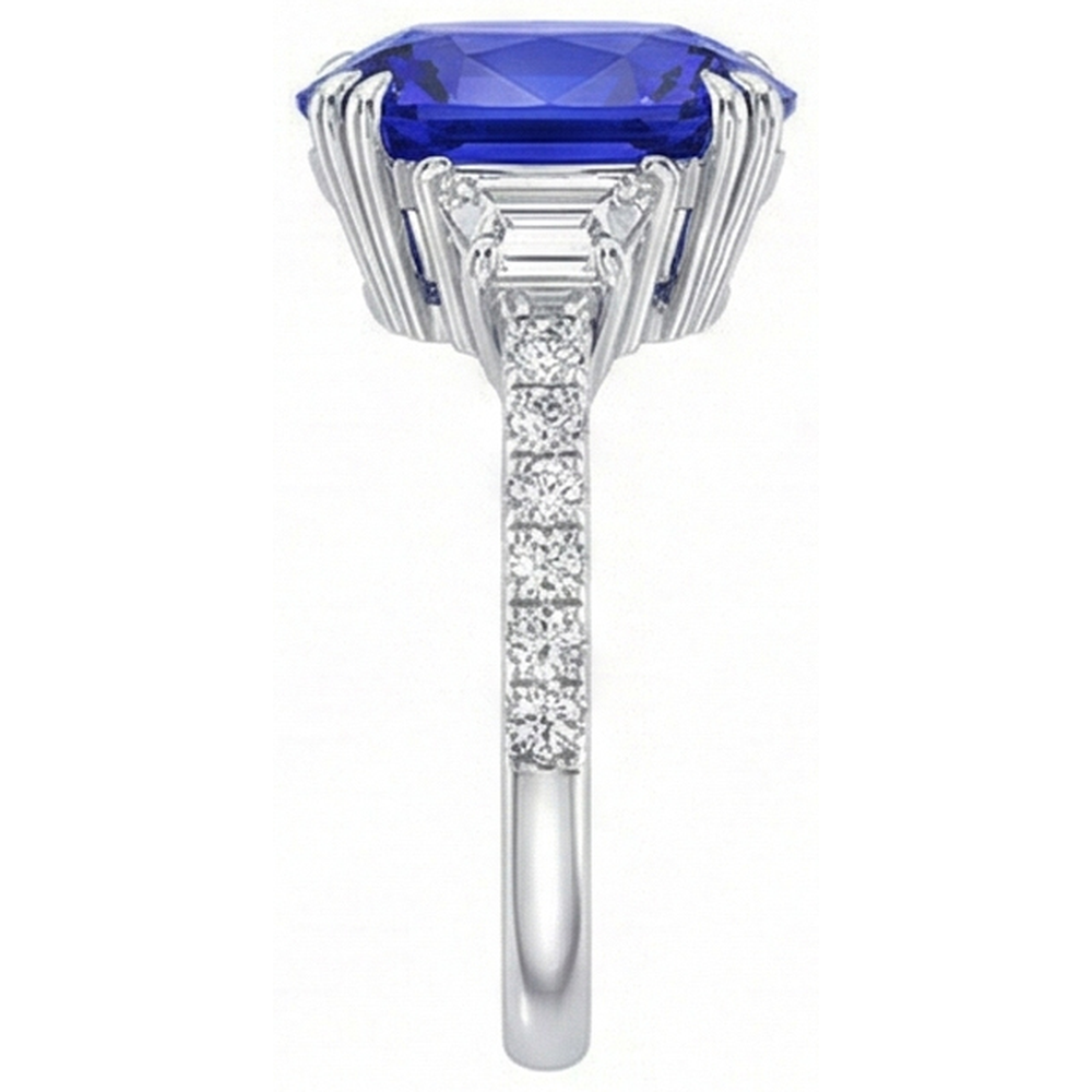 natural round sapphire 5.50ct ring profile view