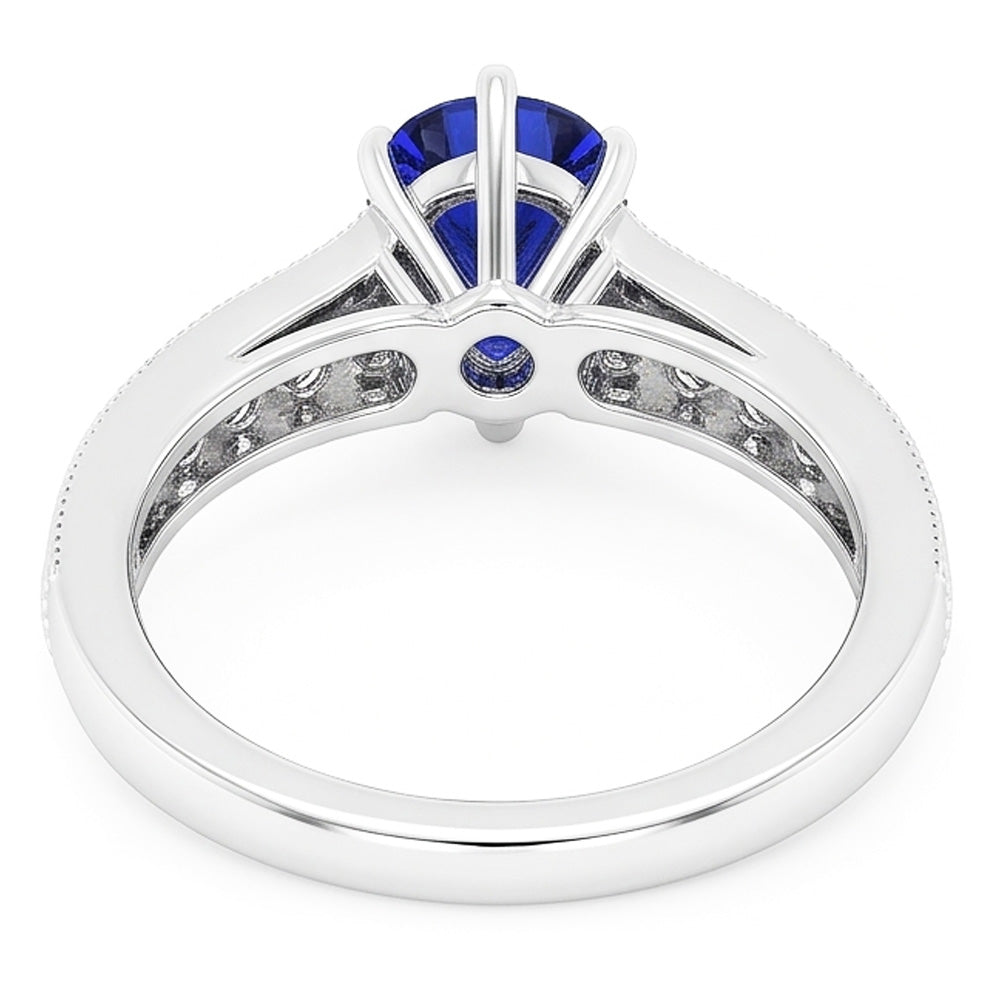 Gemstone Ring Pear Ceylon Sapphire Channel Set Natural Earth Mined Diamond ( Not Lab Grown )s 3 Carats