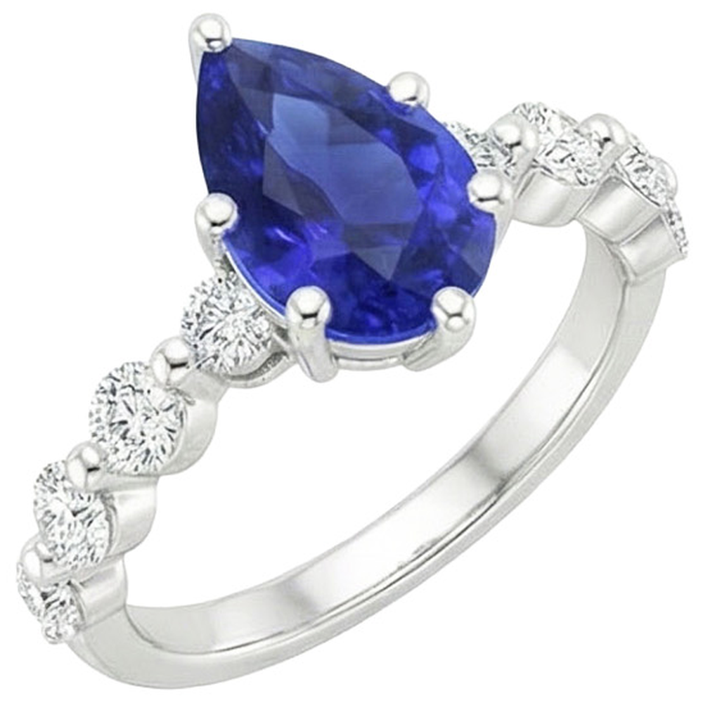 natural round sapphire 4ct ring side angle