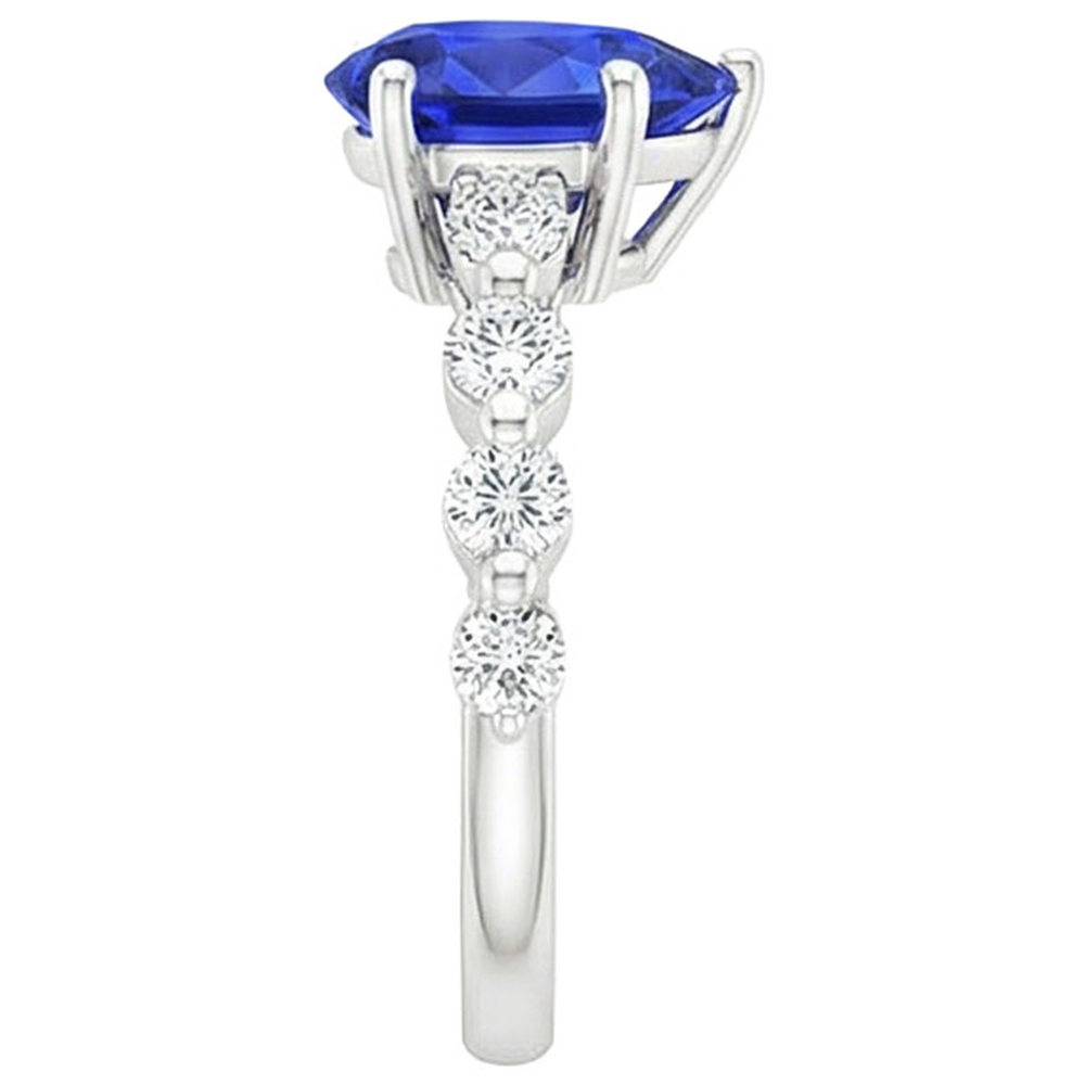 natural round sapphire 4ct ring on white background