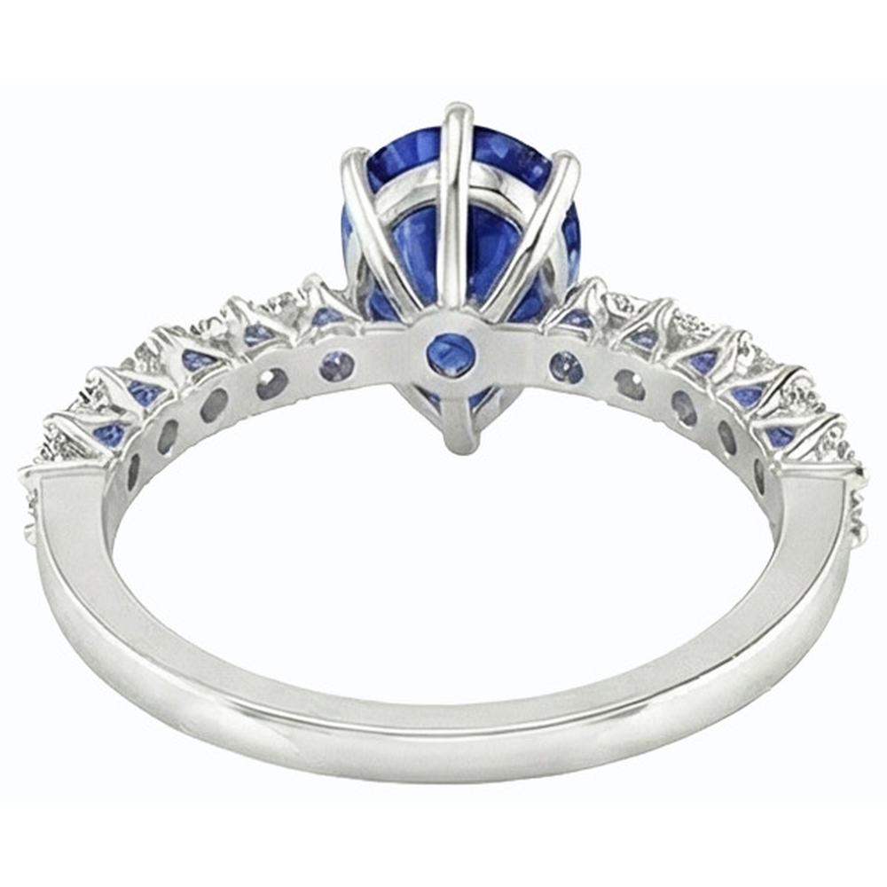 natural round sapphire 3ct ring front view