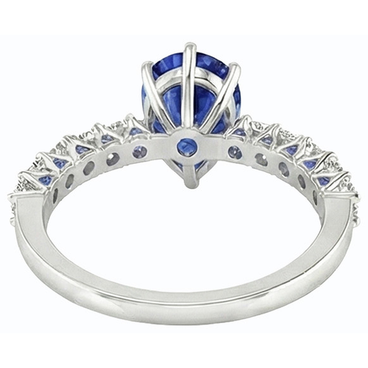 natural round sapphire 3ct ring front view