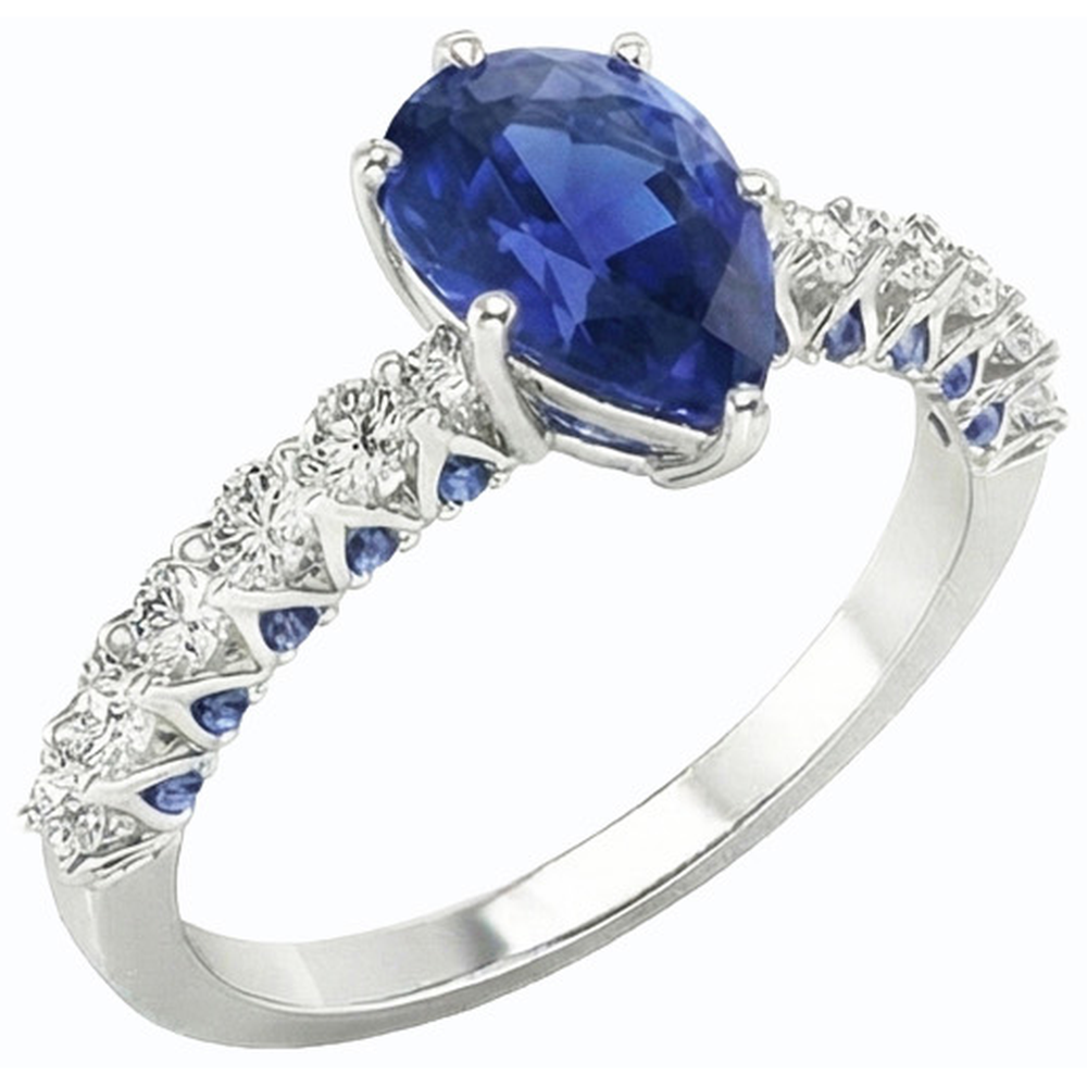 natural round sapphire 3ct ring side angle