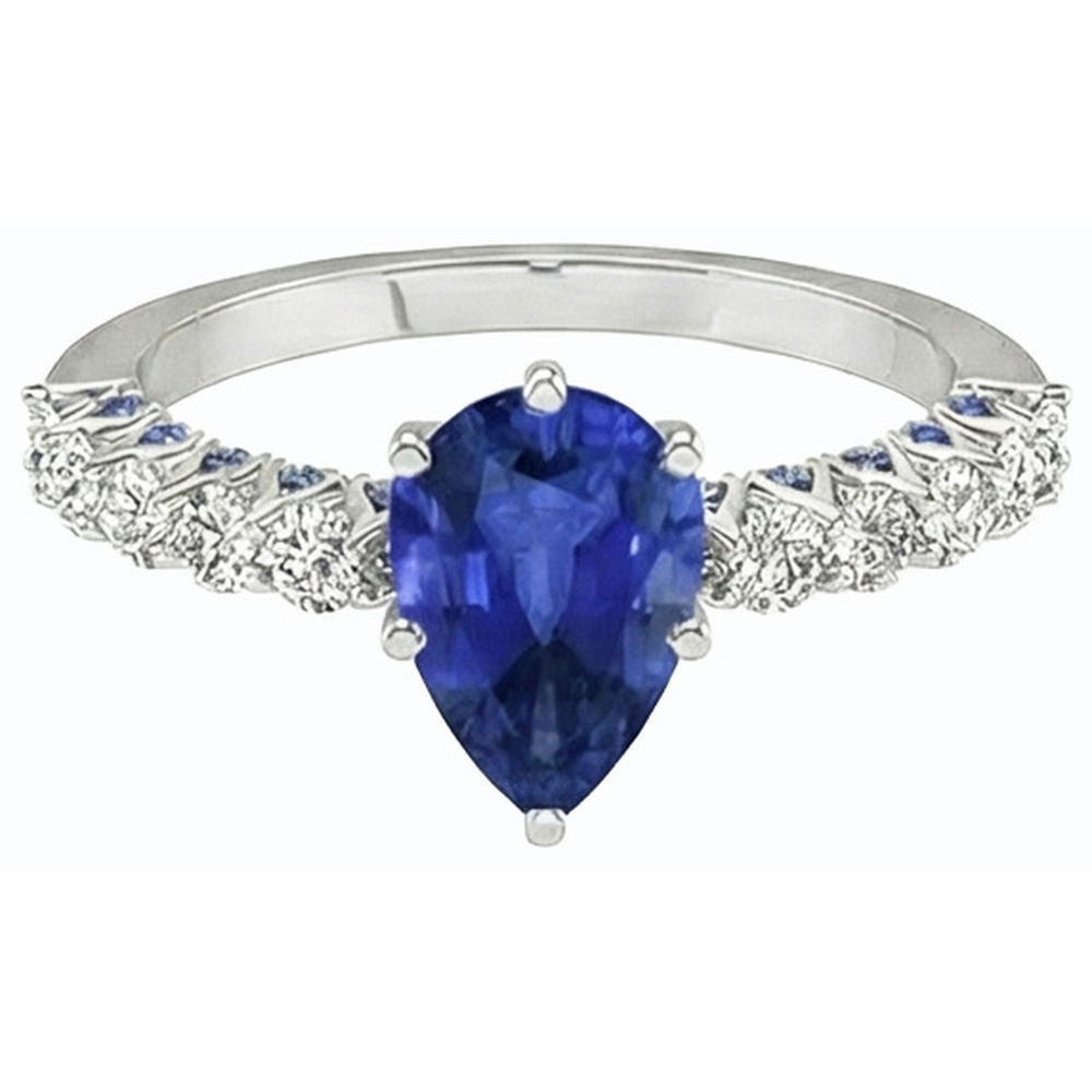 natural round sapphire 3ct ring close up detail