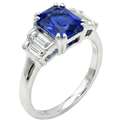 Natural Sapphire Ring 3ct - White Gold 14K