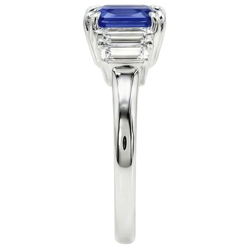 natural radiant sapphire 3ct ring top view