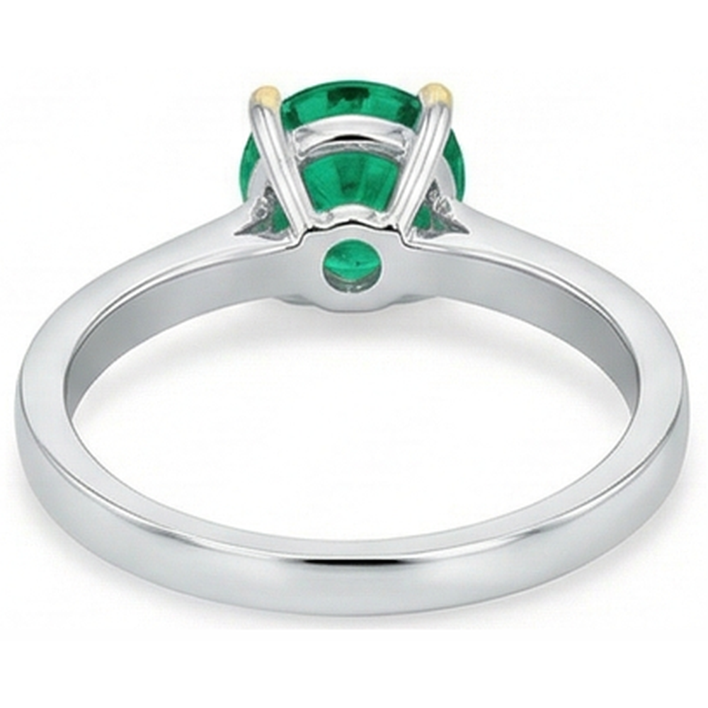 Emerald Colored Stone Ring 3-ct 14 Karat Two Tone Gold – back view