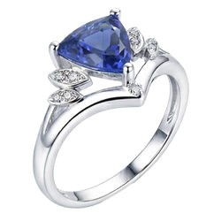 Natural Sapphire Ring 2ct - White Gold 14K