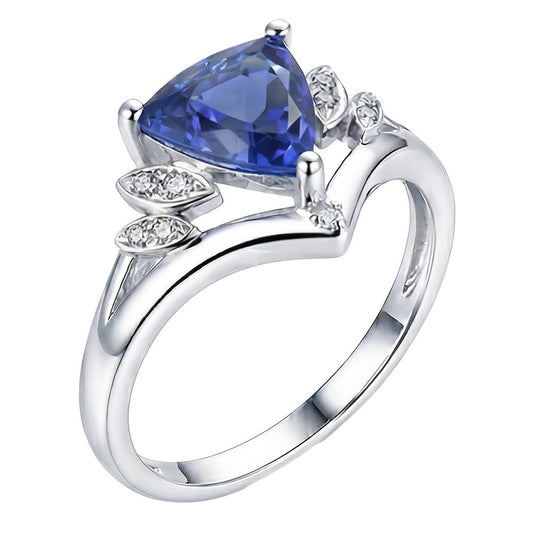natural round sapphire 2ct ring front view