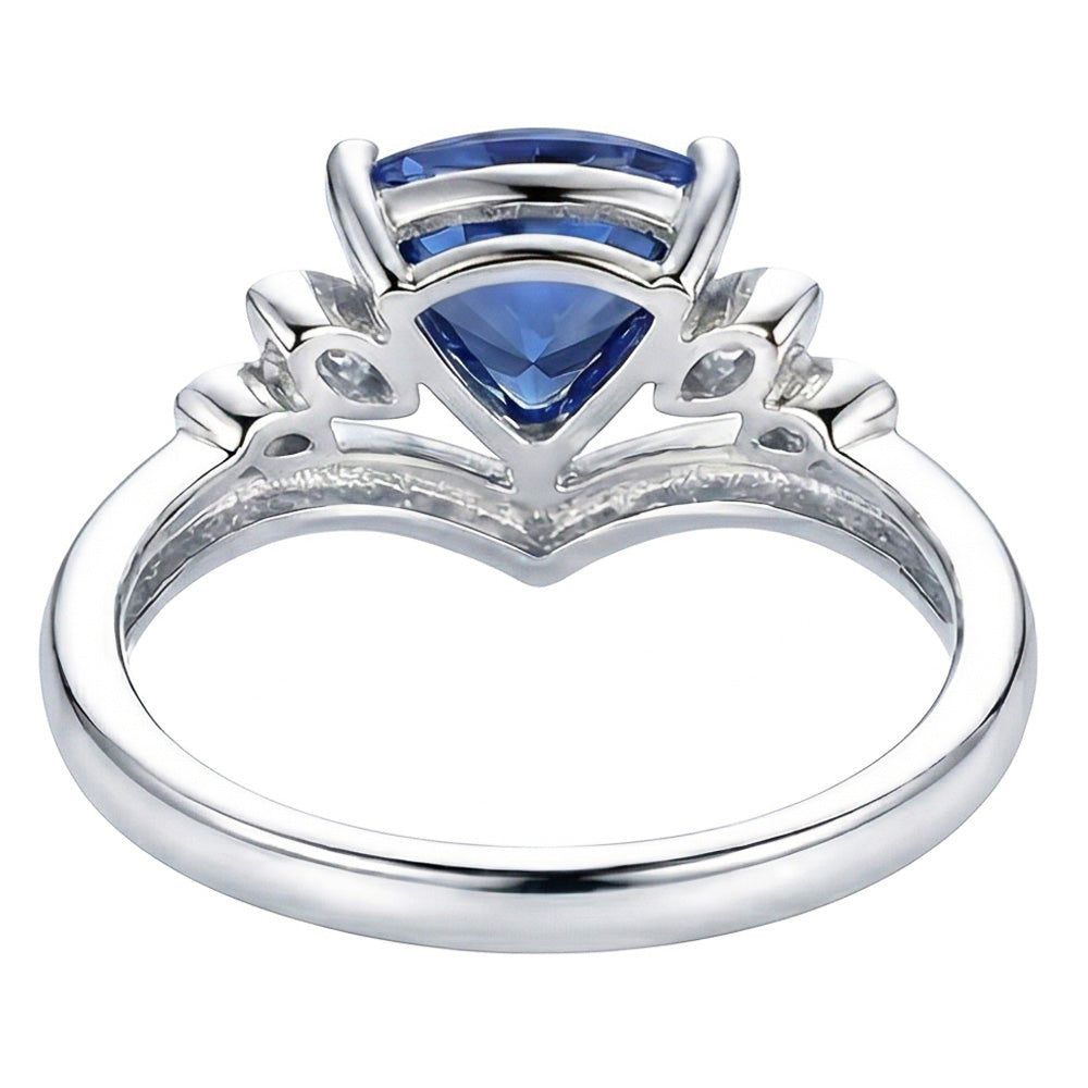 natural round sapphire 2ct ring profile view