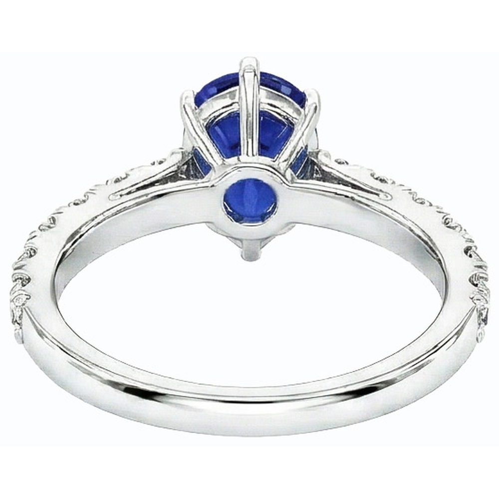 natural round sapphire 3.50ct ring top view