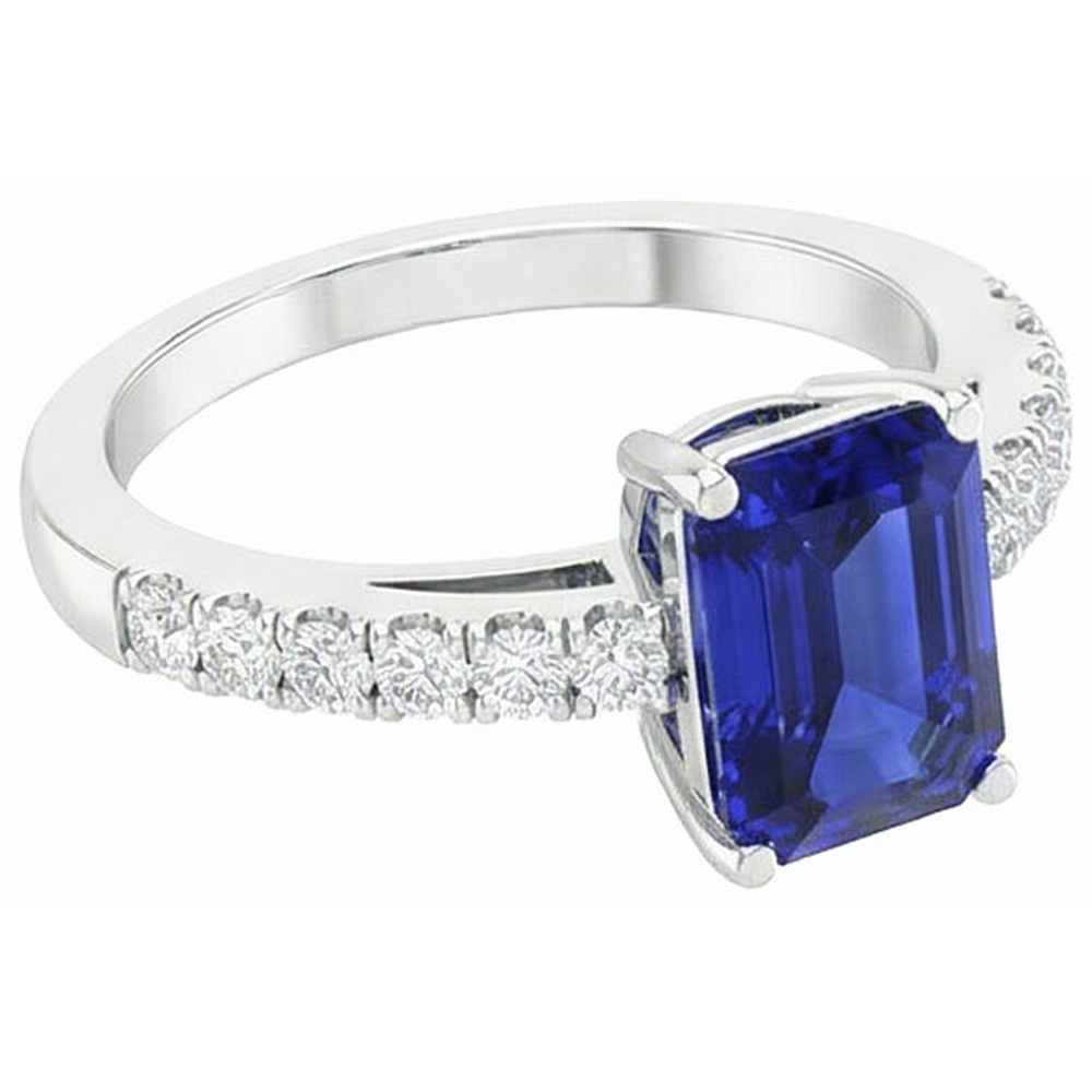 natural emerald sapphire 3ct ring profile view