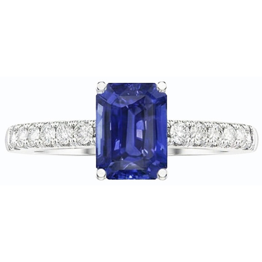 natural emerald sapphire 3ct ring on white background
