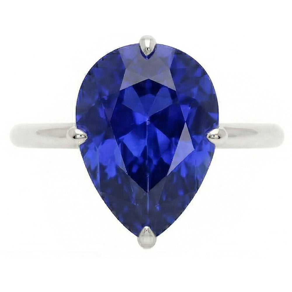Gemstone Solitaire Ring Pear Cut Srilanka Sapphire 2 Carats Gold 14K