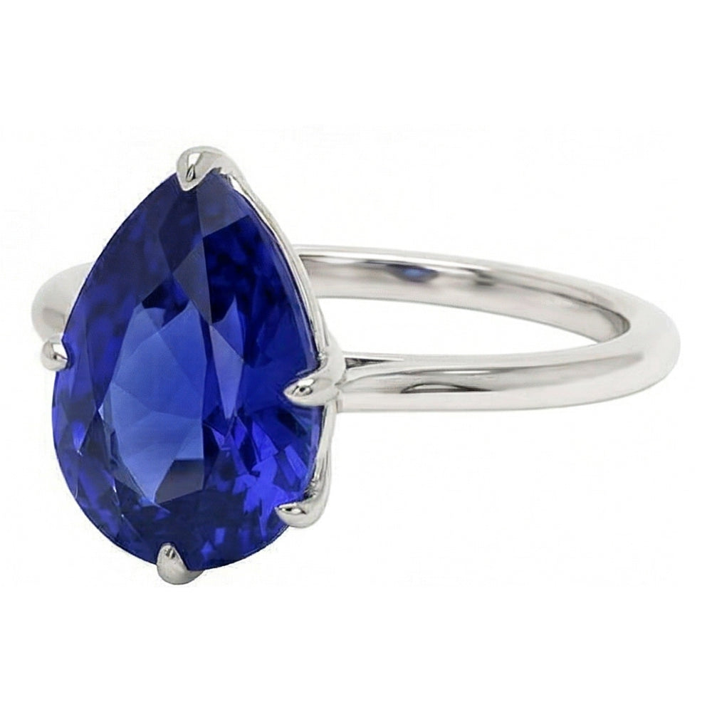 Gemstone Solitaire Ring Pear Cut Srilanka Sapphire 2 Carats Gold 14K
