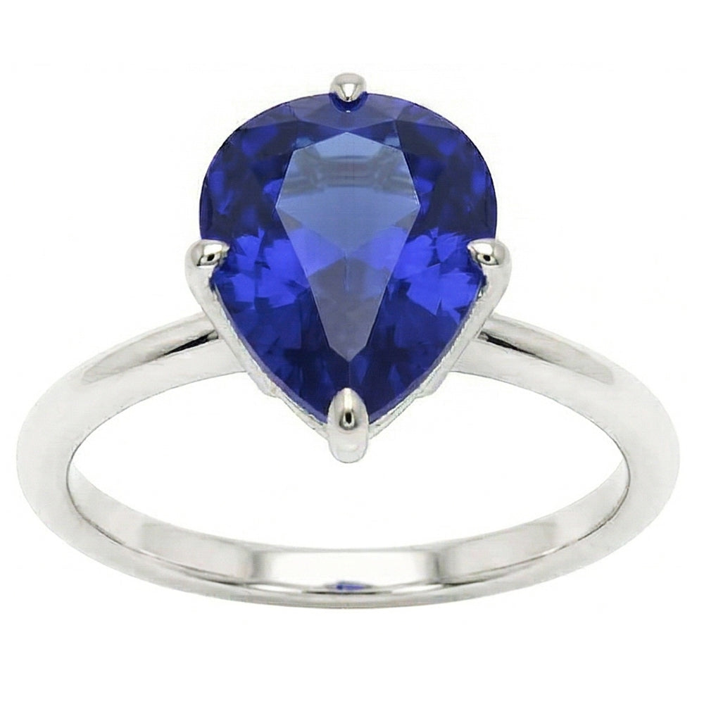 Gemstone Solitaire Ring Pear Cut Srilanka Sapphire 2 Carats Gold 14K