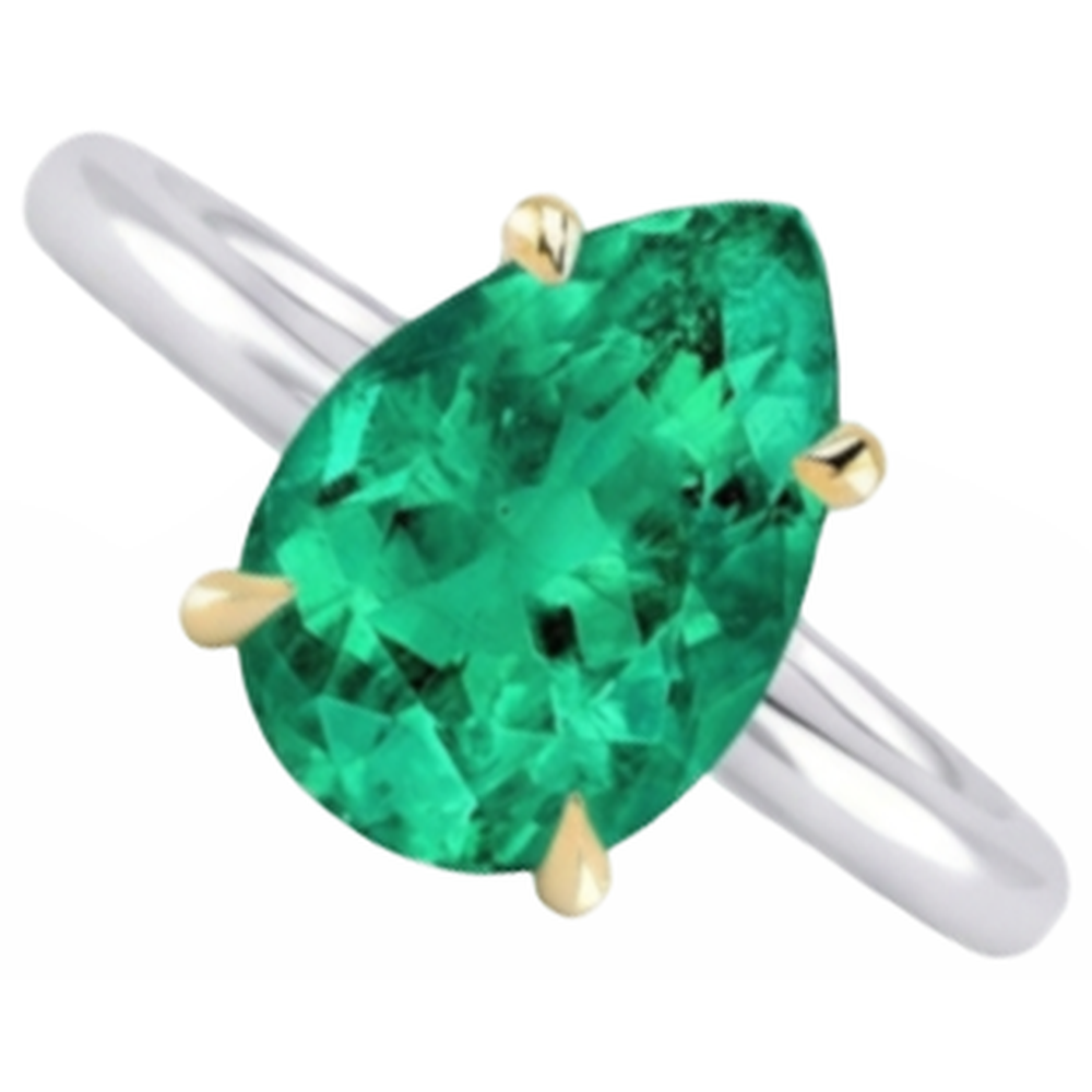 Colombian Emerald Colored Stone Ring 2-ct Two-Tone 14K Gold – angle view