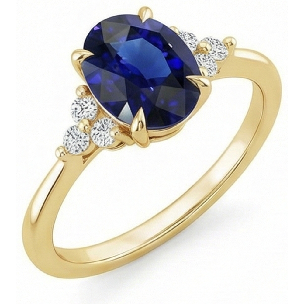 natural round sapphire 3.50ct ring side angle
