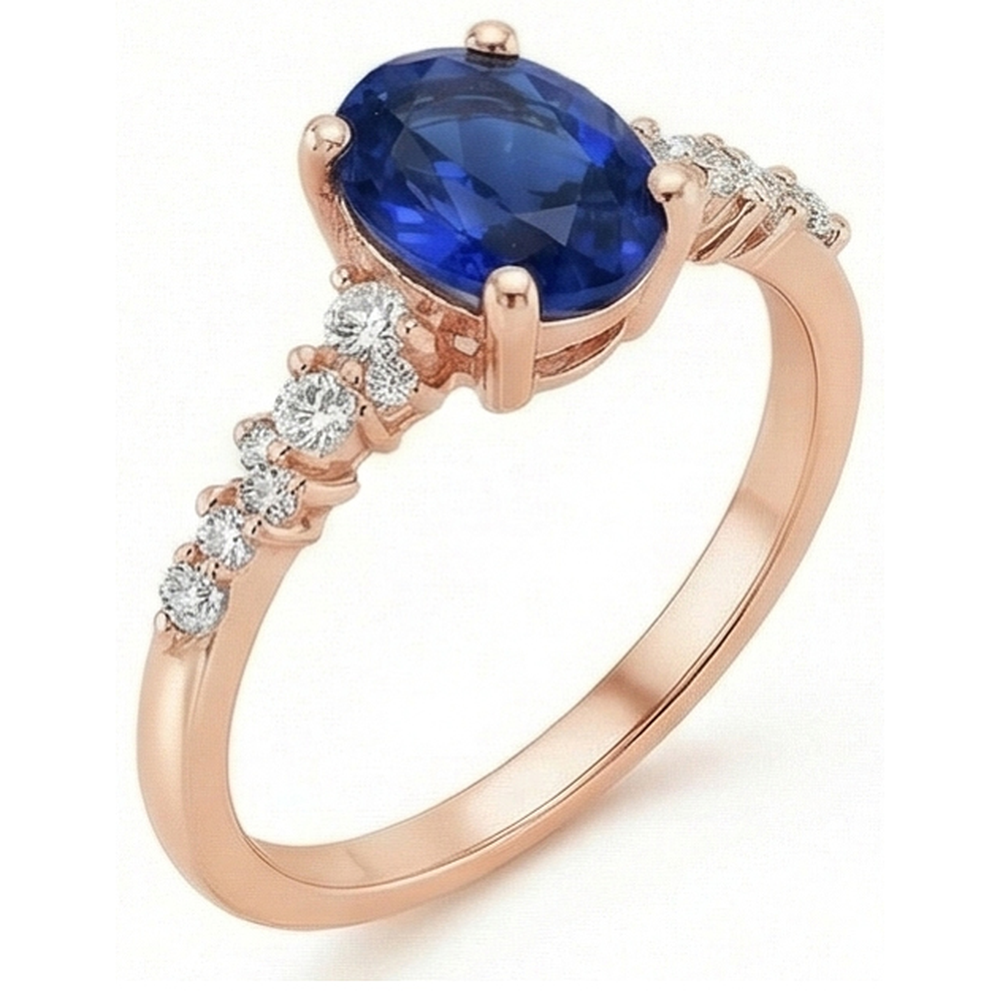 natural round sapphire 4ct ring side angle