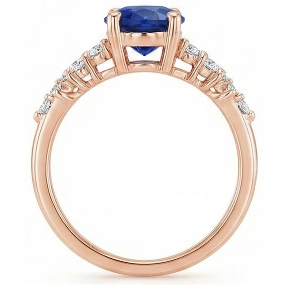 natural round sapphire 4ct ring close up detail