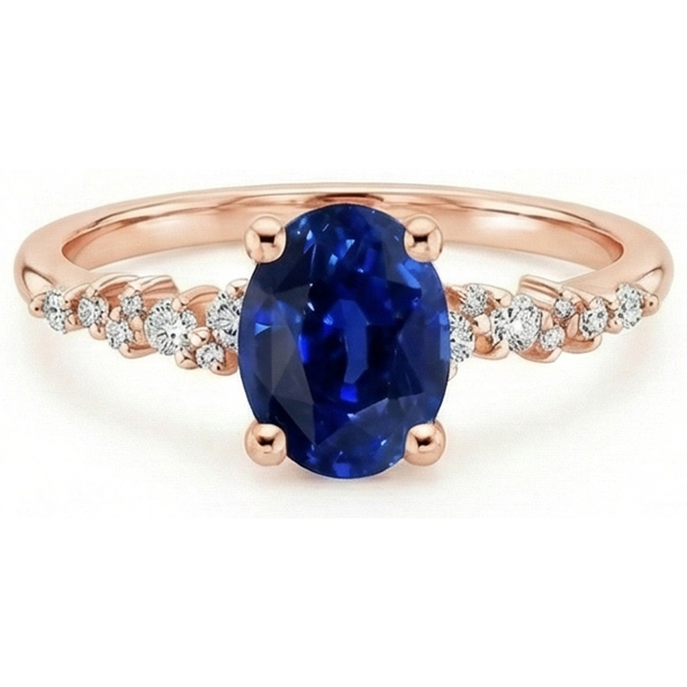 natural round sapphire 4ct ring profile view