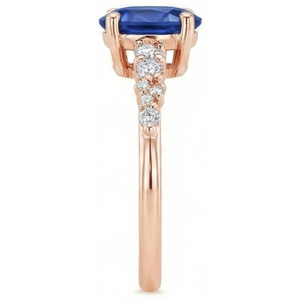 natural round sapphire 4ct ring on white background