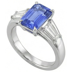 Natural Sapphire Ring 3.50ct - White Gold 14K