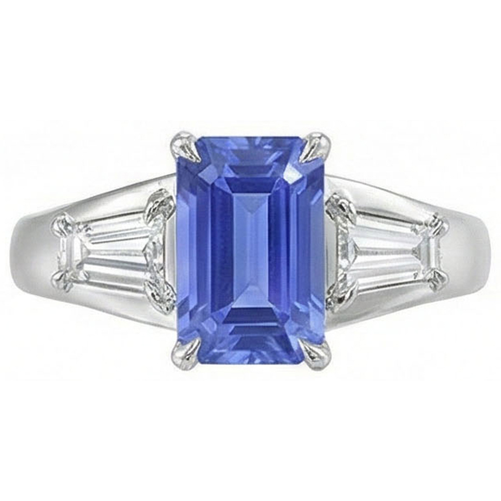natural emerald sapphire 3.50ct ring close up detail