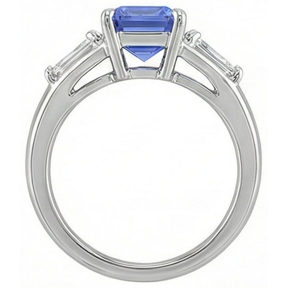 natural emerald sapphire 3.50ct ring on white background