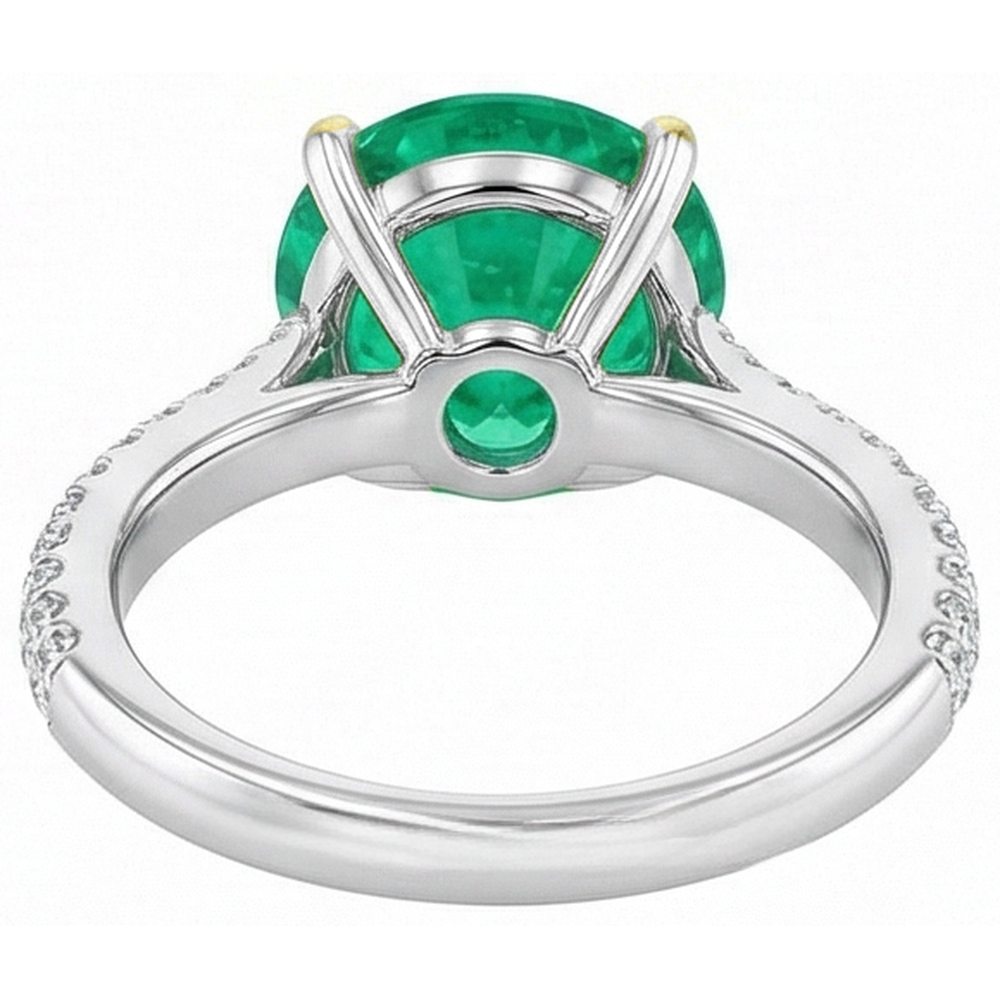 Brilliant Fine Emerald Colored Stone Ring 4 ct – back view