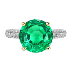 Natural Pavé Fine Emerald Colored Stone Ring 4 ct