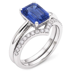Gemstone Wedding Ring Set Emerald Sapphire 3.50 Carats Ladies Jewelry