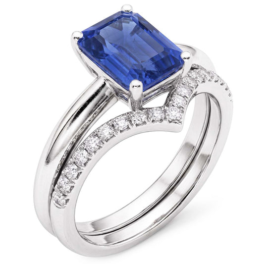 Gemstone Wedding Ring Set Emerald Sapphire 3.50 Carats Ladies Jewelry